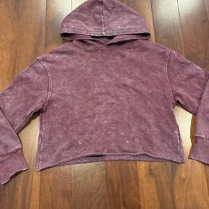 Purple Hooded Crop Sweatshirt